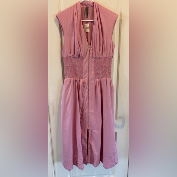NWT Anthropologie The Tommie Zip Front Pink Midi Dress - Picture 3 of 8